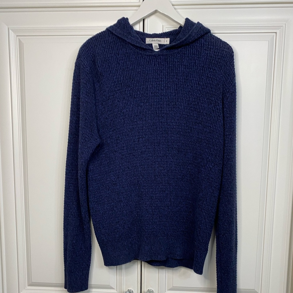 Calvin Klein Men’s Size Medium Blue Sweater Hoodie Cotton/Acrylic Blend